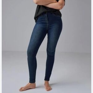 Long Tall Sally Sz 8 Skinny Dark Wash Blue Jeans 35 Inch Inseam WJ50